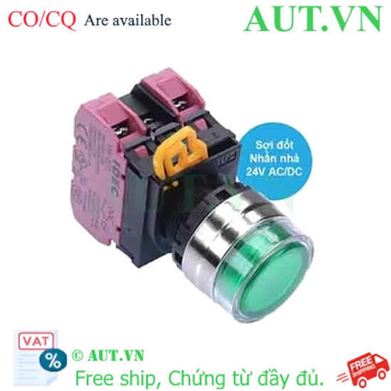 Ảnh của Nút nhấn nhả có đèn IDEC YW4L-MF2E02Q7G 24VAC/DC D22 2NC (Xanh)