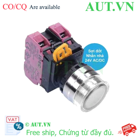 Ảnh của Nút nhấn nhả có đèn IDEC YW4L-MF2E02Q7W 24VAC/DC D22 2NC (Trắng)