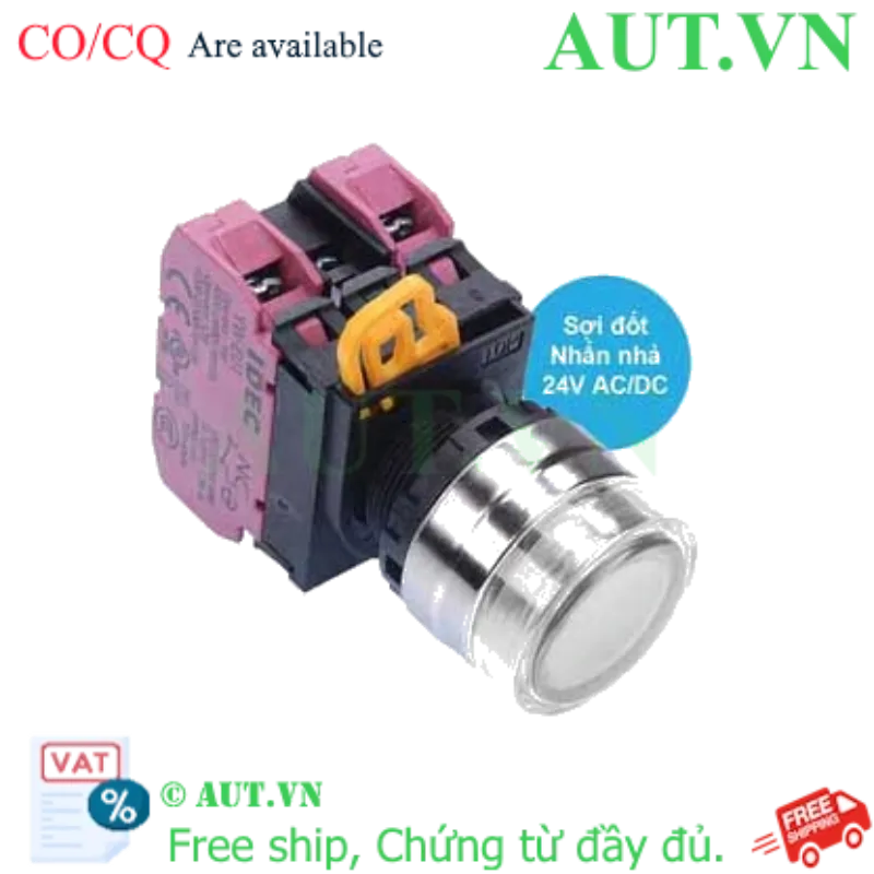 Ảnh của Nút nhấn nhả có đèn IDEC YW4L-MF2E02Q7W 24VAC/DC D22 2NC (Trắng)