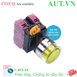 Ảnh của Nút nhấn nhả có đèn IDEC YW4L-MF2E02Q7Y 24VAC/DC D22 2NC (Vàng)