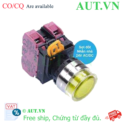 Ảnh của Nút nhấn nhả có đèn IDEC YW4L-MF2E02Q7Y 24VAC/DC D22 2NC (Vàng)