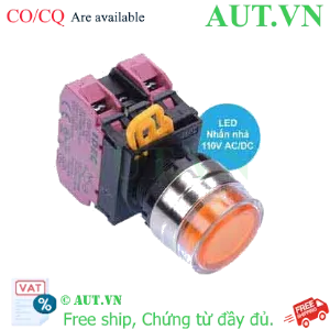 Ảnh của Nút nhấn nhả có đèn IDEC YW4L-MF2E02QHA 110VAC D22 2NC (Hổ phách)