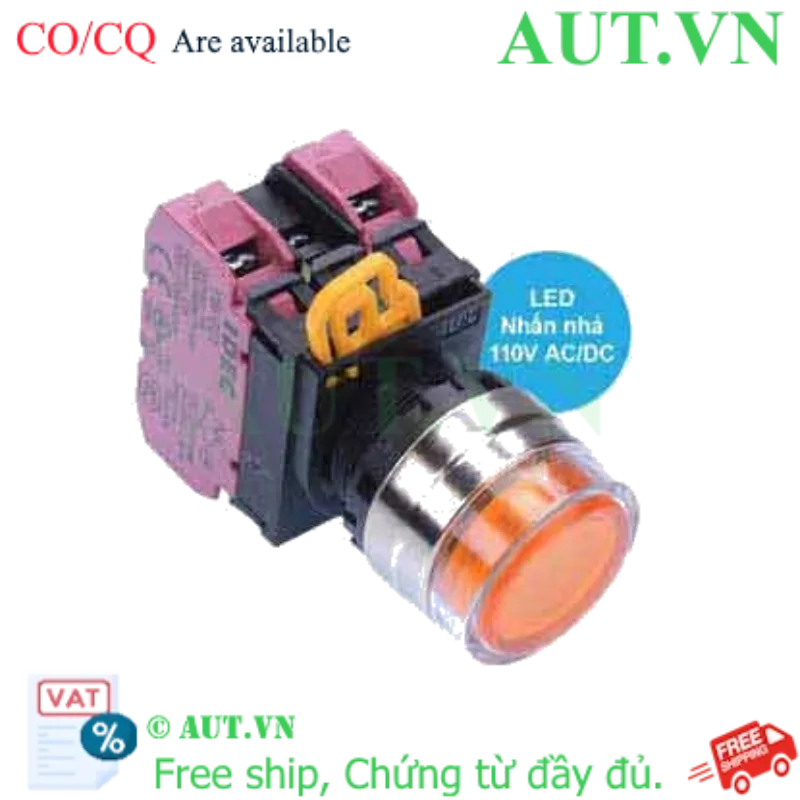 Ảnh của Nút nhấn nhả có đèn IDEC YW4L-MF2E02QHA 110VAC D22 2NC (Hổ phách)