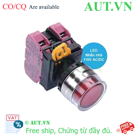Ảnh của Nút nhấn nhả có đèn IDEC YW4L-MF2E02QHR 110VAC D22 2NC (Đỏ)