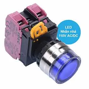 Ảnh của Nút nhấn nhả có đèn IDEC YW4L-MF2E02QHS 110VAC D22 2NC (Xanh)