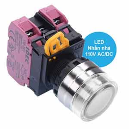 Ảnh của Nút nhấn nhả có đèn IDEC YW4L-MF2E02QHW 110VAC D22 2NC (Trắng)