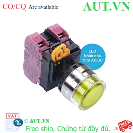 Ảnh của Nút nhấn nhả có đèn IDEC YW4L-MF2E02QHY 110VAC D22 2NC (Vàng)