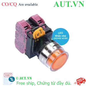 Ảnh của Nút nhấn nhả có đèn IDEC YW4L-MF2E02QM3A 220VAC D22 2NC (Hổ phách)