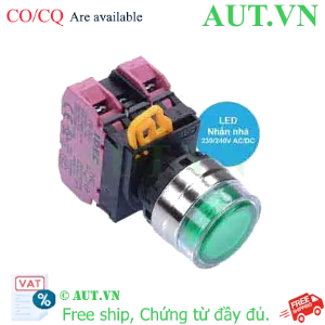 Ảnh của Nút nhấn nhả có đèn IDEC YW4L-MF2E02QM3G 220VAC D22 2NC (Xanh)