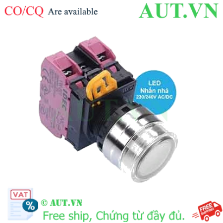Ảnh của Nút nhấn nhả có đèn IDEC YW4L-MF2E02QM3W 220VAC D22 2NC (Trắng)