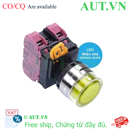 Ảnh của Nút nhấn nhả có đèn IDEC YW4L-MF2E02QM3Y 220VAC D22 2NC (Vàng)
