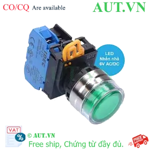 Ảnh của Nút nhấn nhả có đèn IDEC YW4L-MF2E10Q2G 6VAC/DC D22 1NO (Xanh)