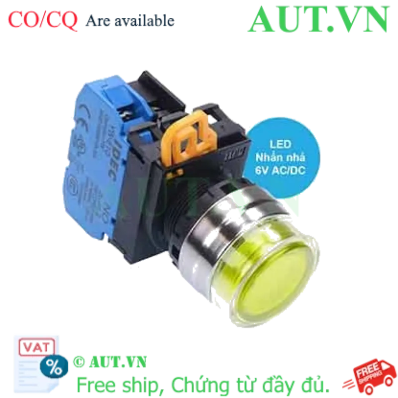 Ảnh của Nút nhấn nhả có đèn IDEC YW4L-MF2E10Q2Y 6VAC/DC D22 1NO (Vàng)