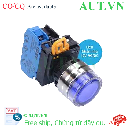 Ảnh của Nút nhấn nhả có đèn IDEC YW4L-MF2E10Q3S 12VAC/DC D22 1NO (Xanh)