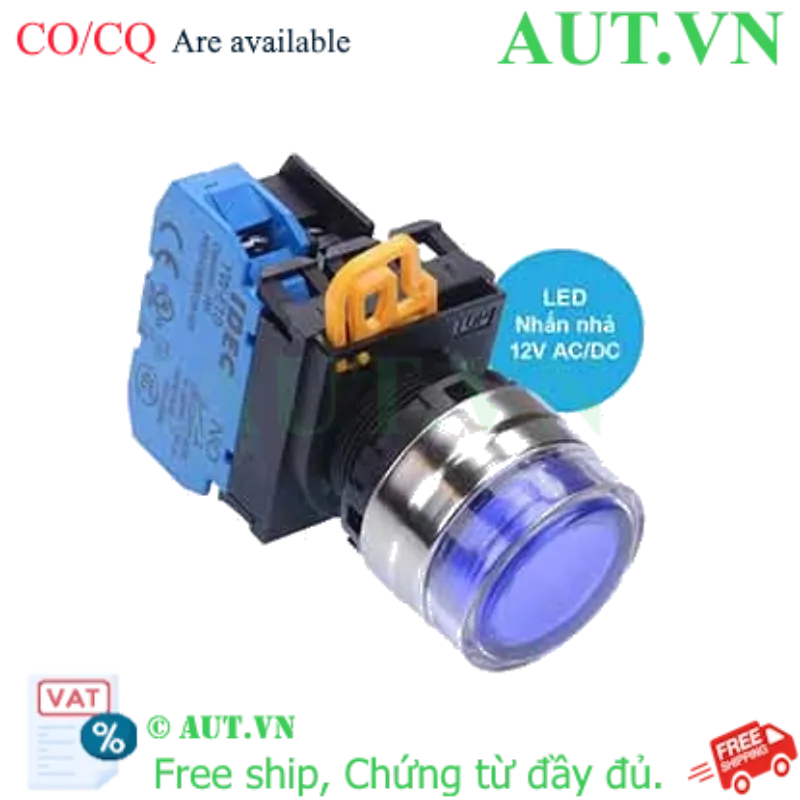 Ảnh của Nút nhấn nhả có đèn IDEC YW4L-MF2E10Q3S 12VAC/DC D22 1NO (Xanh)