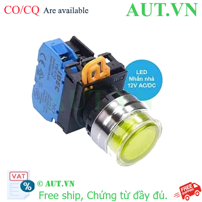 Ảnh của Nút nhấn nhả có đèn IDEC YW4L-MF2E10Q3Y 12VAC/DC D22 1NO (Vàng)