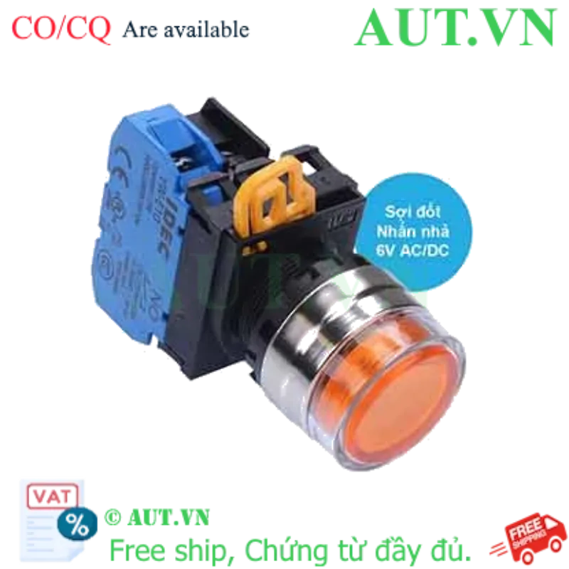 Ảnh của Nút nhấn nhả có đèn IDEC YW4L-MF2E10Q5A 6VAC/DC D22 1NO (Hổ phách)