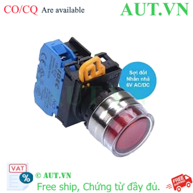 Ảnh của Nút nhấn nhả có đèn IDEC YW4L-MF2E10Q5R 6VAC/DC D22 1NO (Đỏ)