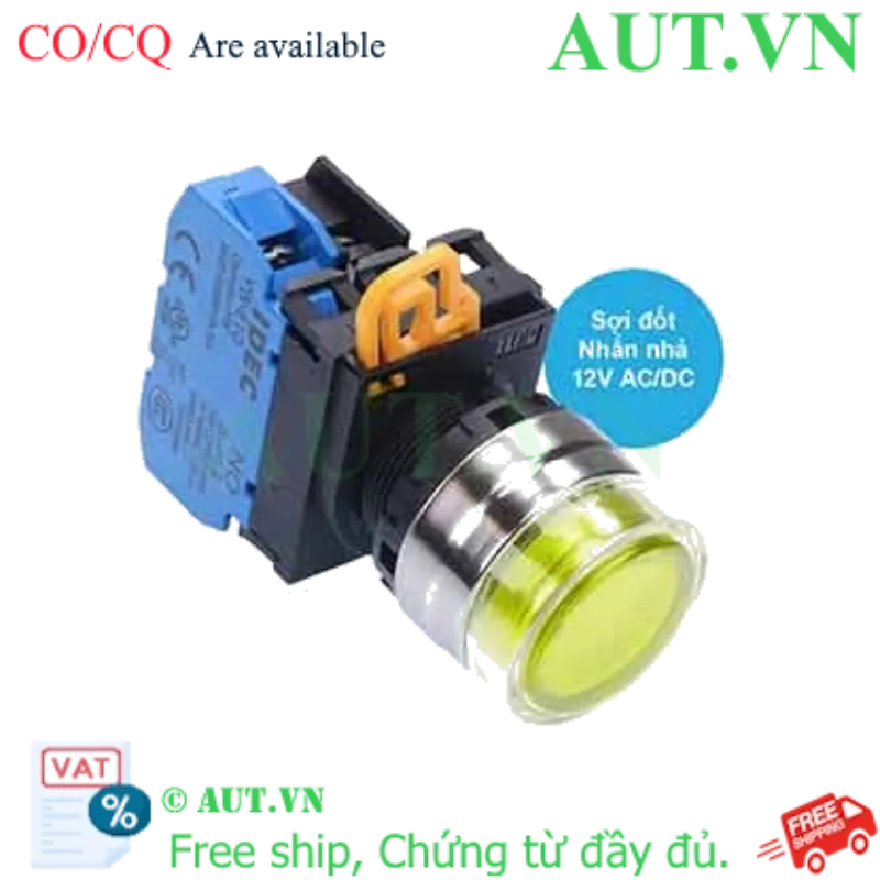 Ảnh của Nút nhấn nhả có đèn IDEC YW4L-MF2E10Q6Y 12VAC/DC D22 1NO (Vàng)