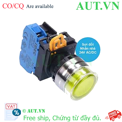 Ảnh của Nút nhấn nhả có đèn IDEC YW4L-MF2E10Q7Y 24VAC/DC D22 1NO (Vàng)