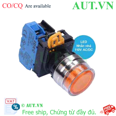 Ảnh của Nút nhấn nhả có đèn IDEC YW4L-MF2E10QHA 110VAC D22 1NO (Hổ phách)