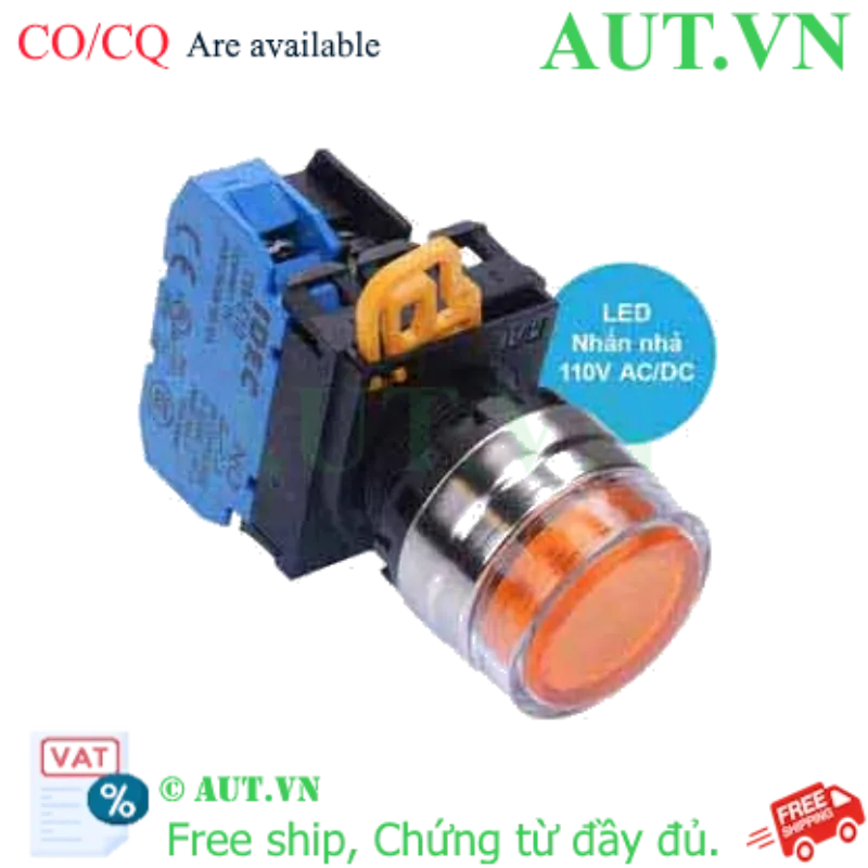 Ảnh của Nút nhấn nhả có đèn IDEC YW4L-MF2E10QHA 110VAC D22 1NO (Hổ phách)