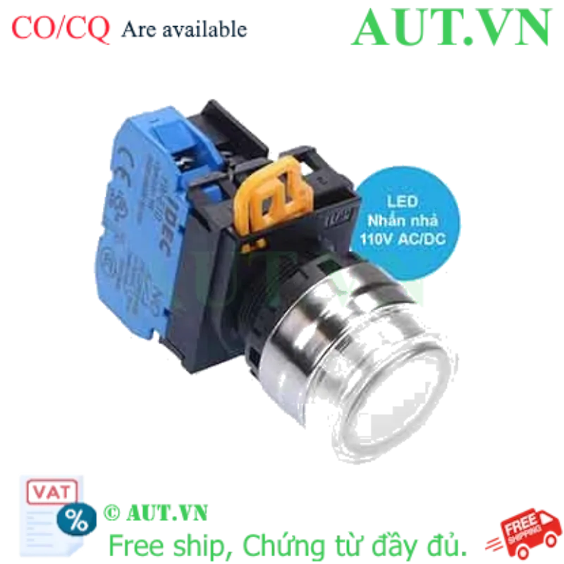 Ảnh của Nút nhấn nhả có đèn IDEC YW4L-MF2E10QHPW 110VAC D22 1NO (Trắng)