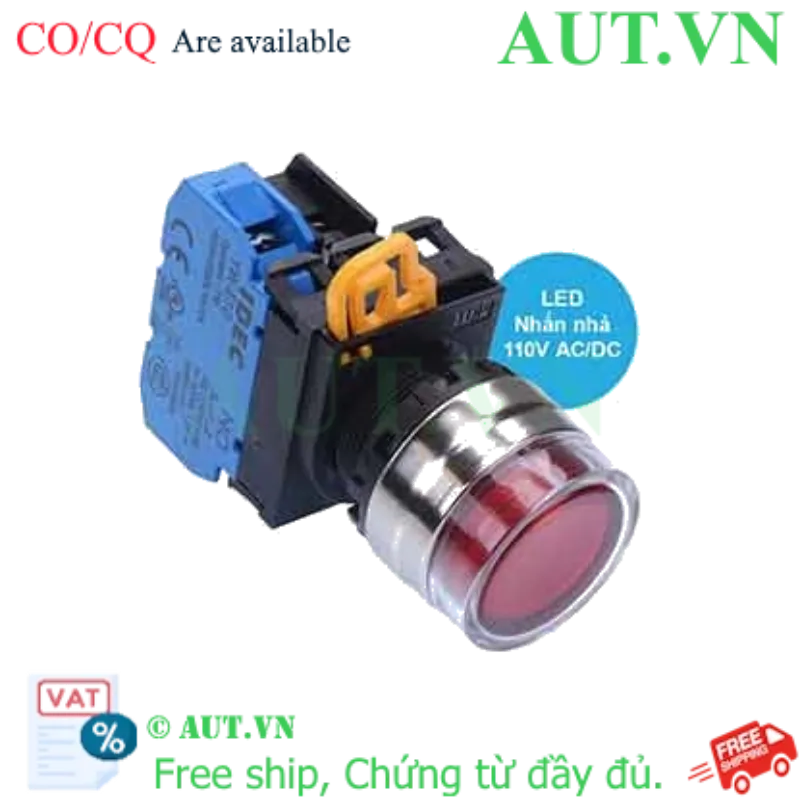 Ảnh của Nút nhấn nhả có đèn IDEC YW4L-MF2E10QHR 110VAC D22 1NO (Đỏ)