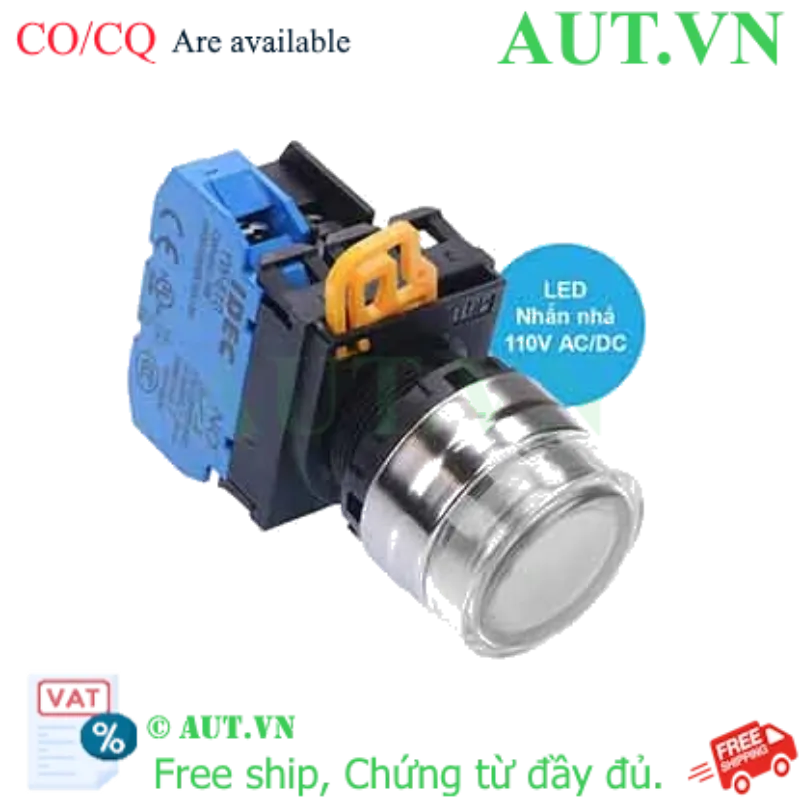 Ảnh của Nút nhấn nhả có đèn IDEC YW4L-MF2E10QHW 110VAC D22 1NO (Trắng)
