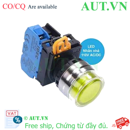 Ảnh của Nút nhấn nhả có đèn IDEC YW4L-MF2E10QHY 110VAC D22 1NO (Vàng)