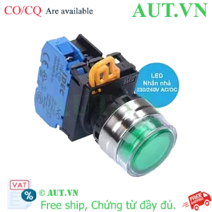 Ảnh của Nút nhấn nhả có đèn IDEC YW4L-MF2E10QM3G 220VAC D22 1NO (Xanh)