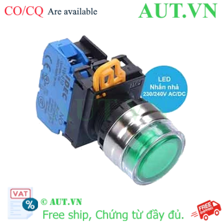 Ảnh của Nút nhấn nhả có đèn IDEC YW4L-MF2E10QM3G 220VAC D22 1NO (Xanh)