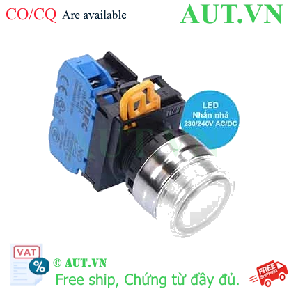 Ảnh của Nút nhấn nhả có đèn IDEC YW4L-MF2E10QM3PW 220VAC D22 1NO (Trắng)