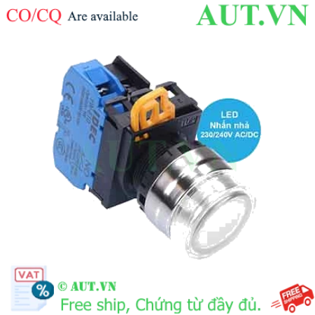 Ảnh của Nút nhấn nhả có đèn IDEC YW4L-MF2E10QM3PW 220VAC D22 1NO (Trắng)