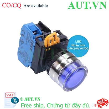Ảnh của Nút nhấn nhả có đèn IDEC YW4L-MF2E10QM3S 220VAC D22 1NO (Xanh)
