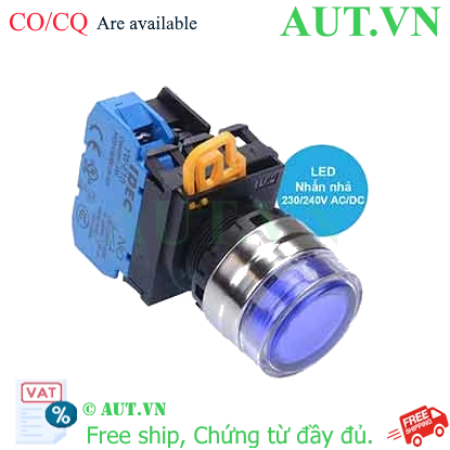 Ảnh của Nút nhấn nhả có đèn IDEC YW4L-MF2E10QM3S 220VAC D22 1NO (Xanh)