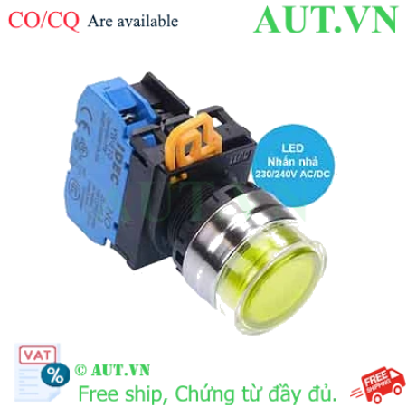 Ảnh của Nút nhấn nhả có đèn IDEC YW4L-MF2E10QM3Y 220VAC D22 1NO (Vàng)