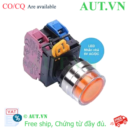 Ảnh của Nút nhấn nhả có đèn IDEC YW4L-MF2E11Q2A 6VAC/DC D22 1NO+1NC (Hổ phách)