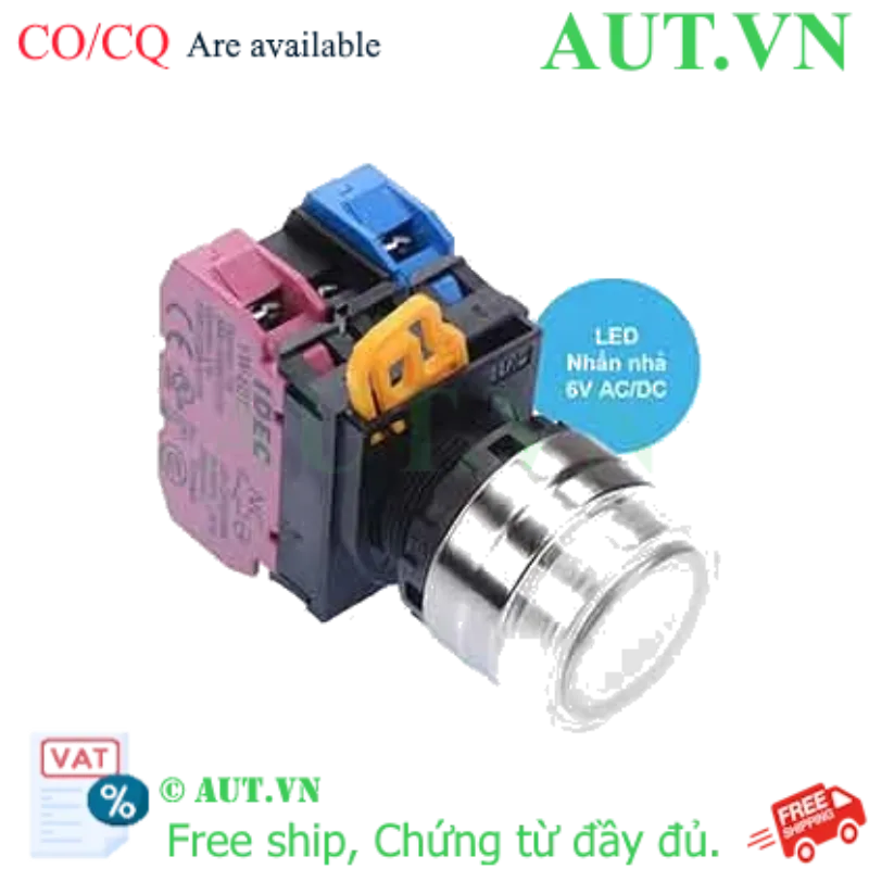 Ảnh của Nút nhấn nhả có đèn IDEC YW4L-MF2E11Q2PW 6VAC/DC D22 1NO+1NC (Trắng)