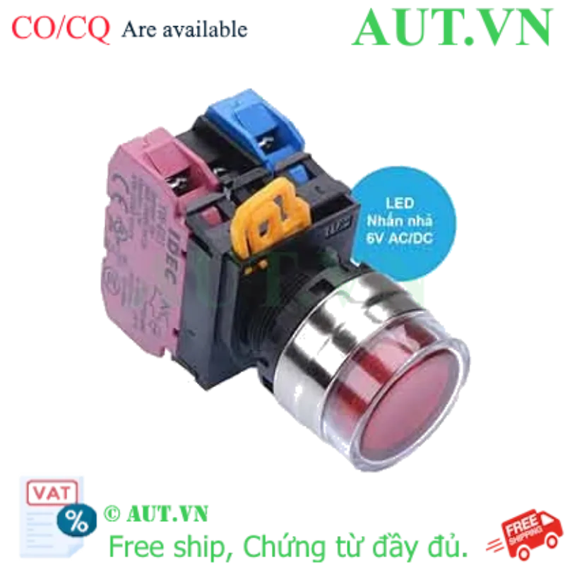 Ảnh của Nút nhấn nhả có đèn IDEC YW4L-MF2E11Q2R 6VAC/DC D22 1NO+1NC (Đỏ)