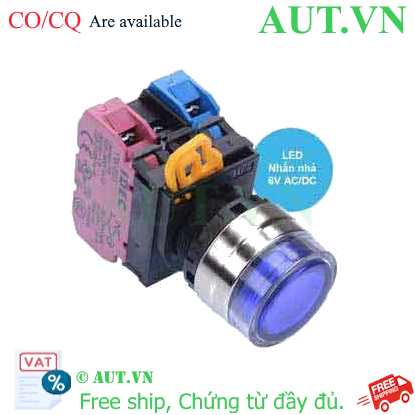 Ảnh của Nút nhấn nhả có đèn IDEC YW4L-MF2E11Q2S 6VAC/DC D22 1NO+1NC (Xanh)