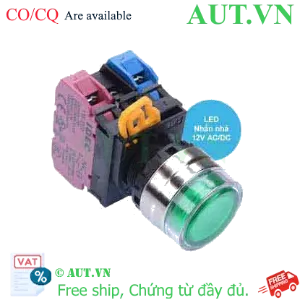 Ảnh của Nút nhấn nhả có đèn IDEC YW4L-MF2E11Q3G 12VAC/DC D22 1NO+1NC (Xanh)
