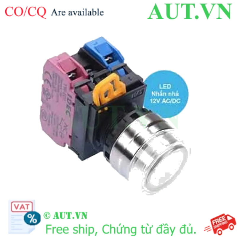 Ảnh của Nút nhấn nhả có đèn IDEC YW4L-MF2E11Q3PW 12VAC/DC D22 1NO+1NC (Trắng)