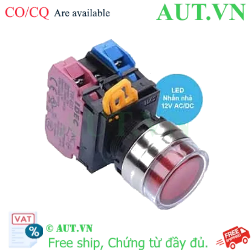 Ảnh của Nút nhấn nhả có đèn IDEC YW4L-MF2E11Q3R 12VAC/DC D22 1NO+1NC (Đỏ)