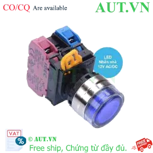 Ảnh của Nút nhấn nhả có đèn IDEC YW4L-MF2E11Q3S 12VAC/DC D22 1NO+1NC (Xanh)