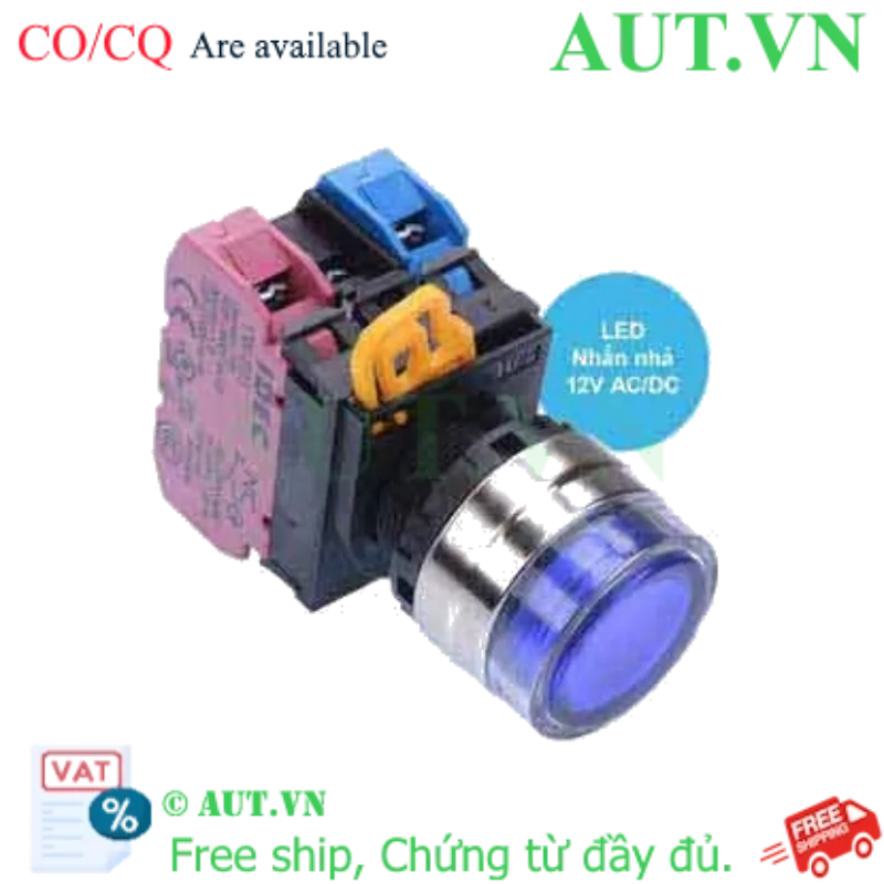 Ảnh của Nút nhấn nhả có đèn IDEC YW4L-MF2E11Q3S 12VAC/DC D22 1NO+1NC (Xanh)