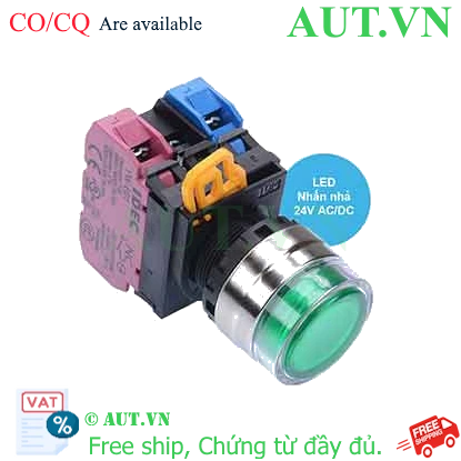 Ảnh của Nút nhấn nhả có đèn IDEC YW4L-MF2E11Q4G 24VAC/DC D22 1NO+1NC (Xanh)