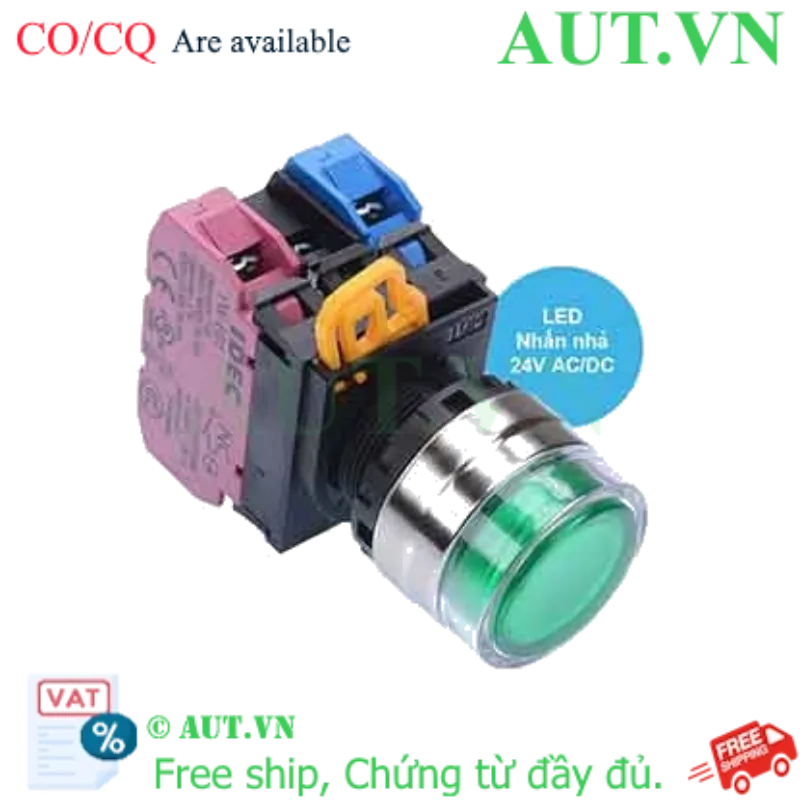 Ảnh của Nút nhấn nhả có đèn IDEC YW4L-MF2E11Q4G 24VAC/DC D22 1NO+1NC (Xanh)