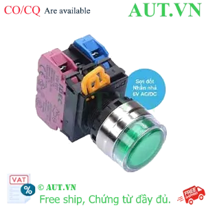 Ảnh của Nút nhấn nhả có đèn IDEC YW4L-MF2E11Q5G 6VAC/DC D22 1NO+1NC (Xanh)