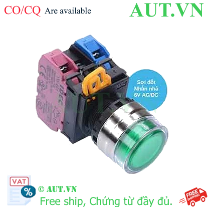 Ảnh của Nút nhấn nhả có đèn IDEC YW4L-MF2E11Q5G 6VAC/DC D22 1NO+1NC (Xanh)